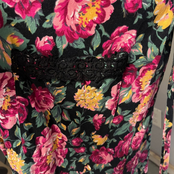 Victoria's Secret Vintage Gold Label Black Floral Robe Size M/L - Picture 4 of 6